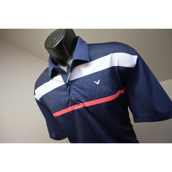 Callaway Golf Polo Opti Dri Striped Short Sleeve Athletic Shirt Mens Sz Large - Picture 1 of 8